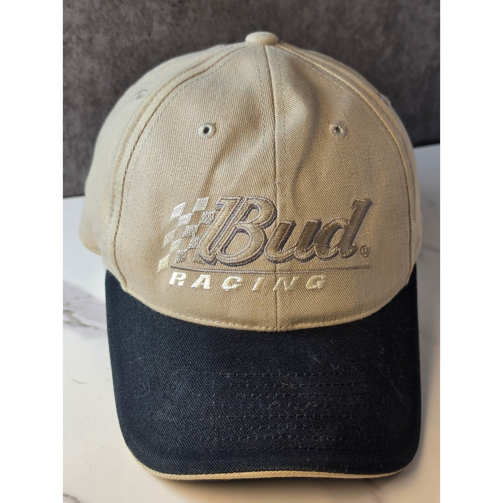Bud Racing Kenny Bernstein Hat Tan Black Leather Strapback Sport Service Cap Men